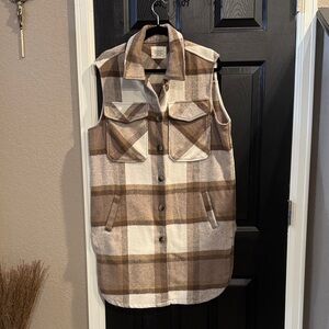 Ashley By 26 International Brown Plaid Vest